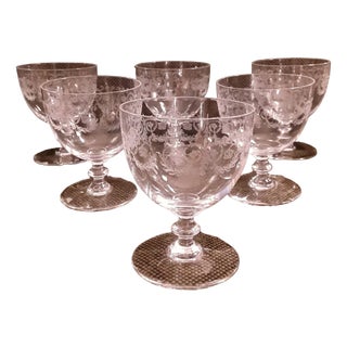 French Crystal Glass Wine Glasses from Baccarat, 1970s, Set of 6 For Sale