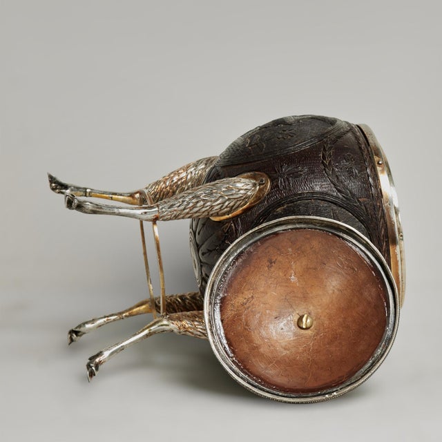 Antique French Regency Style Carved Coconut Box on Hoofed Stand For Sale - Image 16 of 16