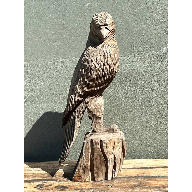 Late 20th Century Vintage Hand Carved Eagle Statue For Sale - Image 5 of 12