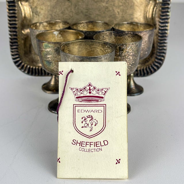 Antique English Silver Plated Glasses and Tray, 1890s, Set of 8 For Sale - Image 9 of 16