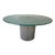 1980's Italian Postmodern Luigi Saccardo- Style Brushed Steel and Glass Top Round Dining Table/ Sold For Sale
