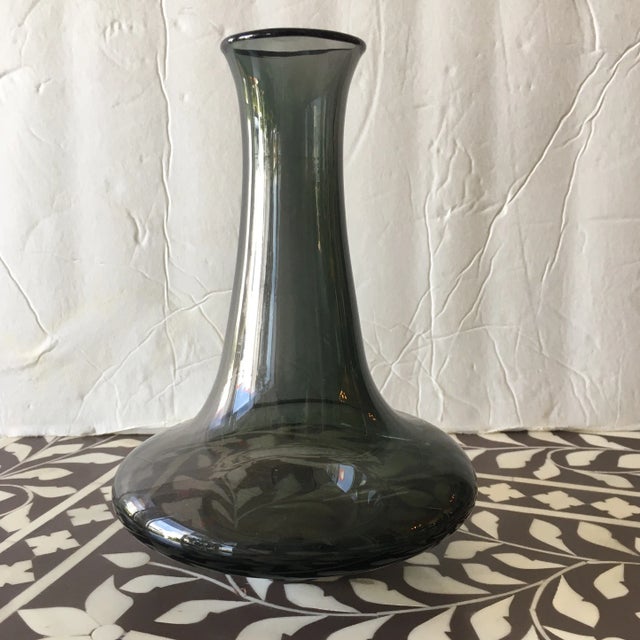 Glass Smoke Glass Shapely Vase For Sale - Image 7 of 7