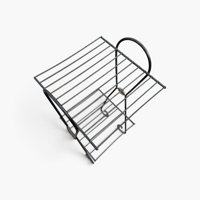 Mid Century Plant Stand Black Metal Wire Patio Table Telephone Table Smoking Stand For Sale - Image 4 of 8