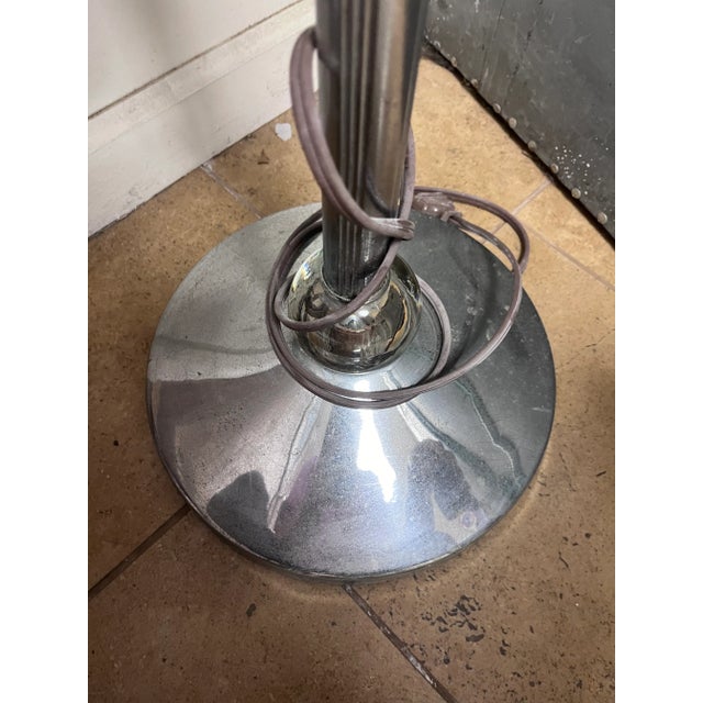 1940s Torchiere Floor Lamp Art Deco Chrome Glass For Sale In New York - Image 6 of 6