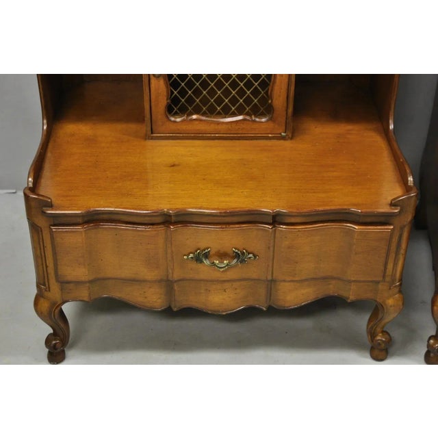 Vintage French Country Provincial Walnut Fruitwood Step Nightstands - A Pair For Sale In Philadelphia - Image 6 of 12