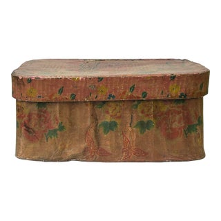 Vintage Pink Blossom Flower Graphic Rectangular Paper Mache Box For Sale