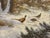 Antique White Winter Snow Scene with Pheasants with Golden Sky by 20th Century German Artist 1998 For Sale - Image 8 of 9