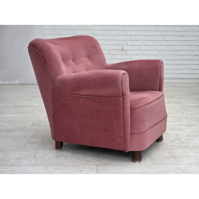 Mid-Century Danish Oak Relax Armchair with Velour Upholstery, 1960s For Sale - Image 16 of 18