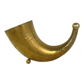 Mid-Century Brass Horn Vase For Sale