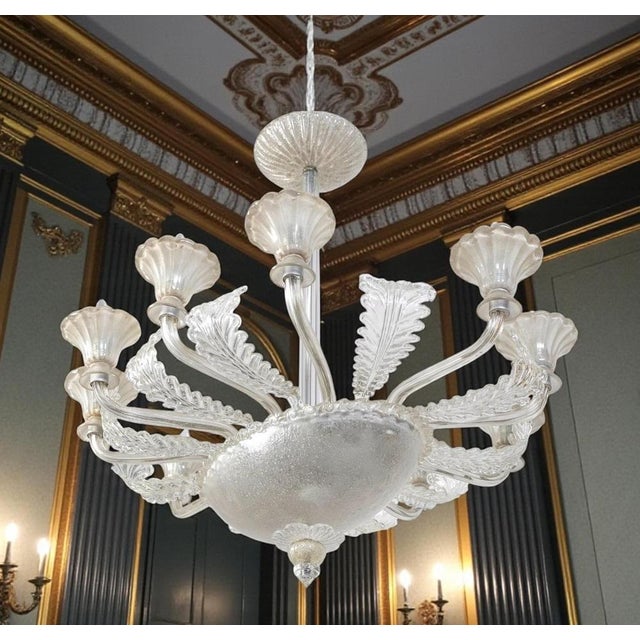 Elegant oval shape 10-shade murano glass chandelier , by barovier. Excellent vintage condition. Ten e 27 light bulbs...