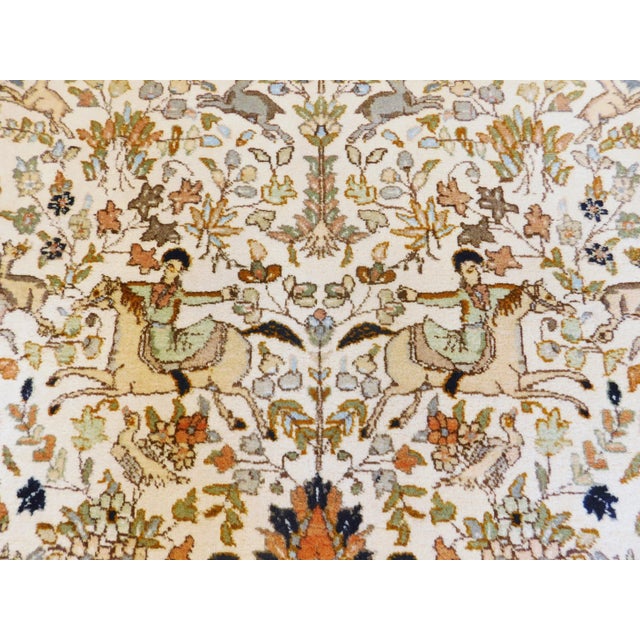 1970s 1970s Vintage Hand Made Persian Hunting Scene Rug For Sale - Image 5 of 13