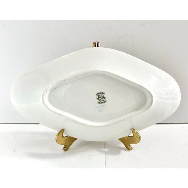 1900 - 1909 Antique Limoges Porcelain Bonbon Dish – Hand Painted Honeysuckle Floral French Serving Dish, Wm. Guerin For Sale - Image 5 of 7