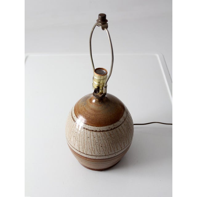 Vintage Handmade Studio Pottery Lamp For Sale - Image 9 of 10