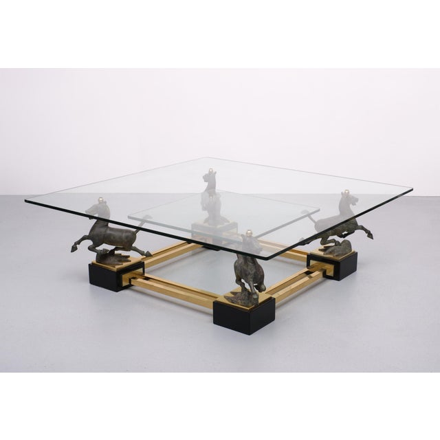 Flying Horse of Gansu Coffee Table with Glass Top by Maison Charles, France, 1970s For Sale - Image 9 of 9