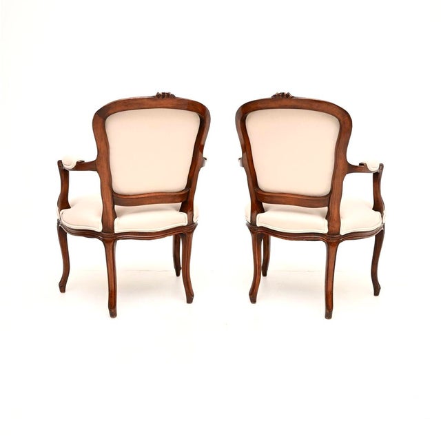 Antique French Walnut Salon Armchairs, 1930, Set of 2 For Sale - Image 4 of 11