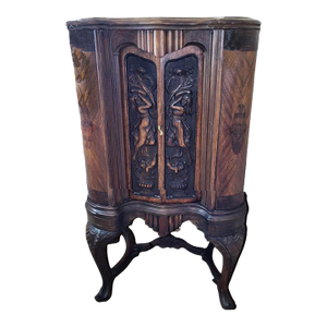 Art Deco Figural Cabinet - Sliding Doors Two Shelves