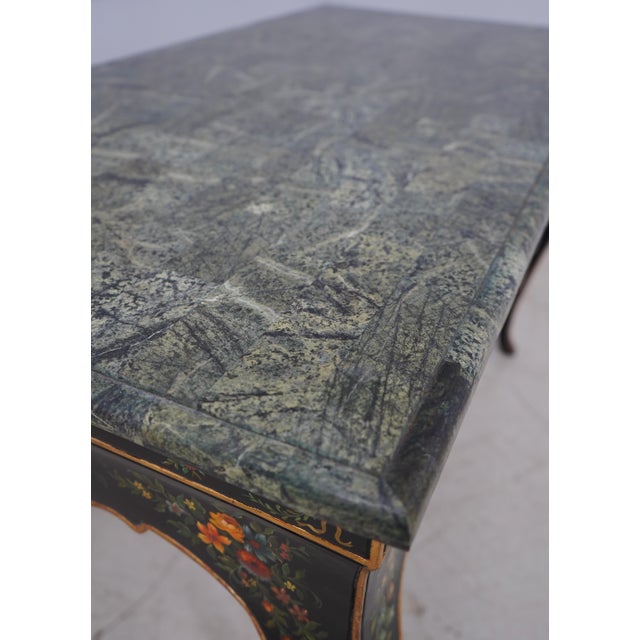 Venetian Style Marble Top Paint Decorated Console Hall Table For Sale - Image 11 of 13