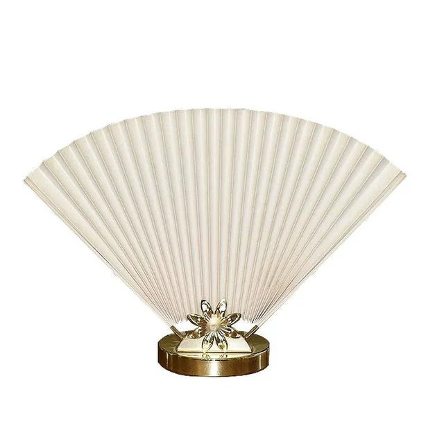 Mid 20th Century Mid 20th Century Hollywood Regency Accordion Fan Table Lamp in Cream and Gold For Sale - Image 5 of 5