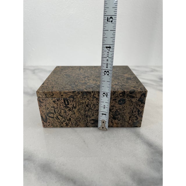 Late 20th Century Solid Stone Marble Fossil Trinket Box For Sale - Image 11 of 11