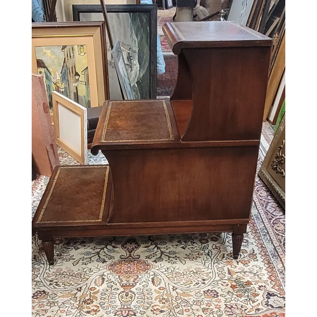 American Vintage Mahogany & Leather Library Steps For Sale - Image 3 of 15