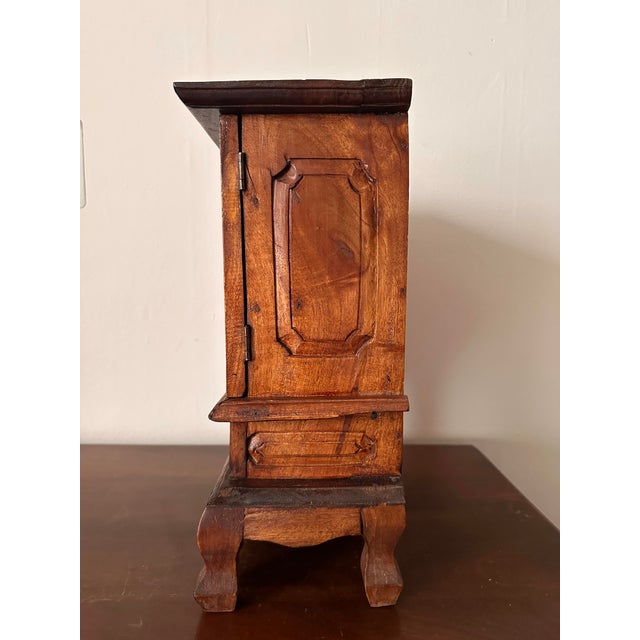 Vintage Balinese Hand Carved Hardwood Jewelry Armoire Cabinet For Sale - Image 10 of 12