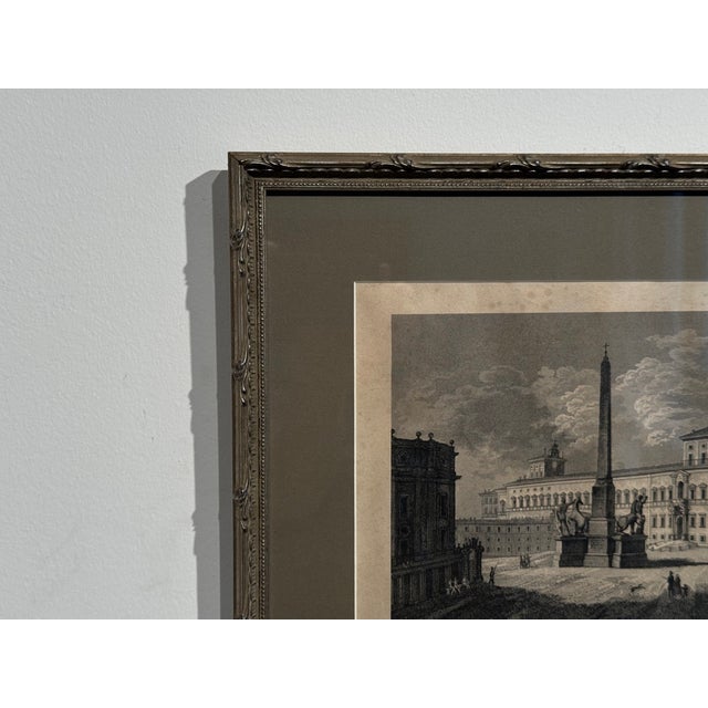 Mid 19th Century 1843 Gaetano Cottafavi “Piazza Di Monte Cavallo” Rome Engraving, Framed For Sale - Image 5 of 9