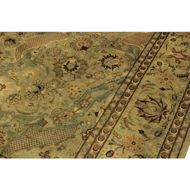 Traditional 1970s 1970s Agra Pak Persian Green/Brown Wool Rug - 10'1'' X 14'3'' For Sale - Image 3 of 7