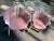 1980 PostModern Lacquer Pink Velvet Club Chairs - a Pair Some watermarks on one of the pink velvet chairs. Overall good...