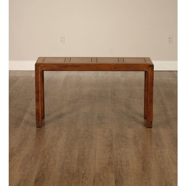 Henredon Artefacts Campaign Style Oak Console Table For Sale - Image 13 of 18