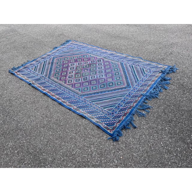Blue Tapis Magroun Rug For Sale - Image 8 of 9