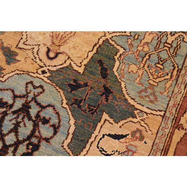 Classic Ziegler Blue Brown Hand-Knotted Wool Rug - 6'1'' X 8'9'' For Sale - Image 4 of 8