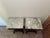 Late 20th Century Pair of Vintage Victorian-Style Lyre Harp Base Marble Top Nightstands / Side Tables – Italian Marble, Carved Rose Drawers For Sale - Image 5 of 9