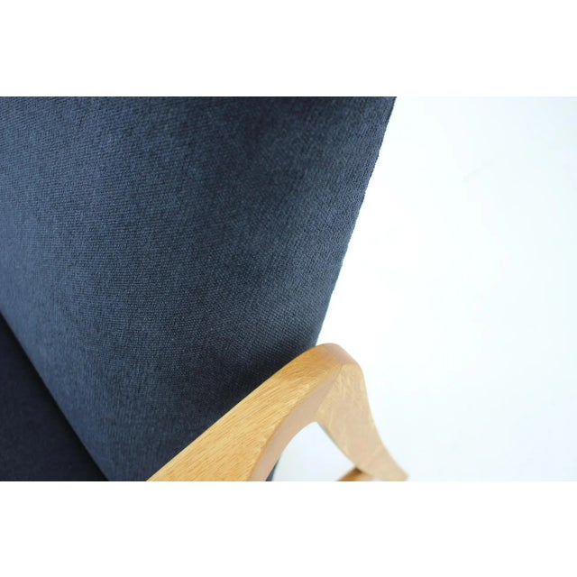 Czechoslovakian Oak Reclining Wing Chair, 1960s For Sale - Image 10 of 15