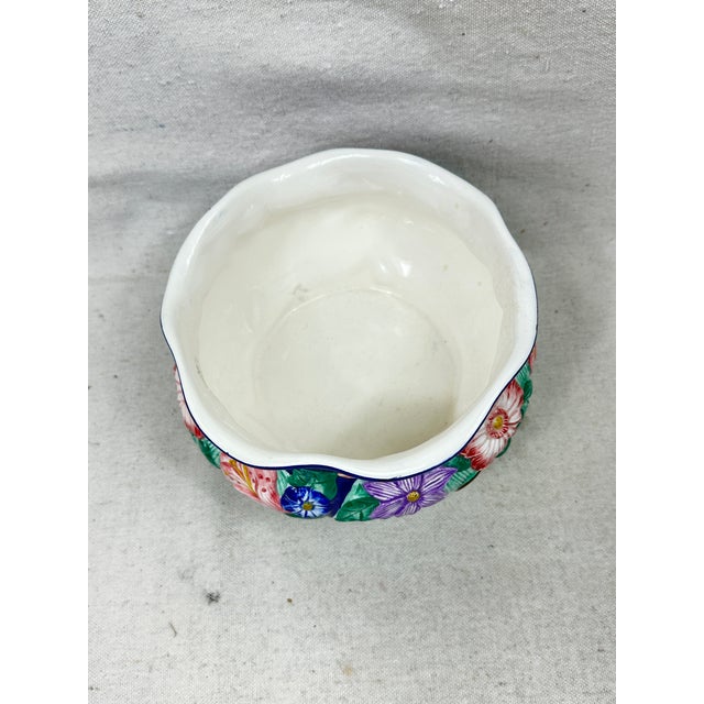 Art Nouveau Vintage Hand Painted Cachepot For Sale - Image 3 of 10