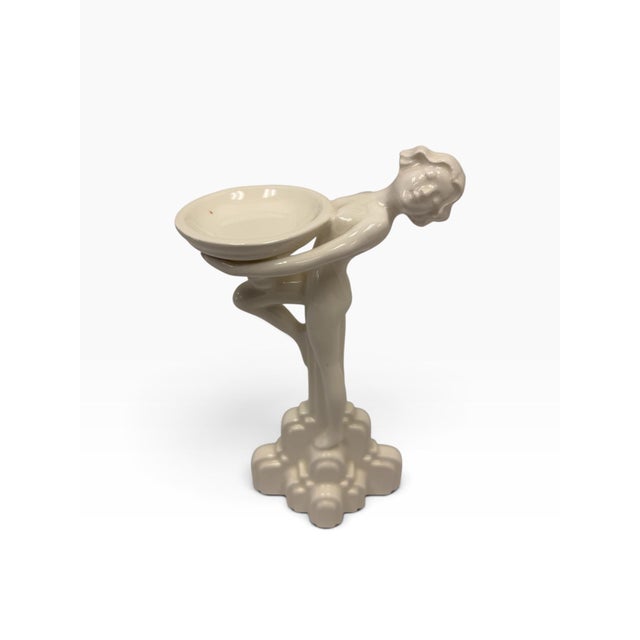 Add a touch of retro sophistication to your vanity, dresser, or shelf with this striking vintage Art Deco Revival ceramic...
