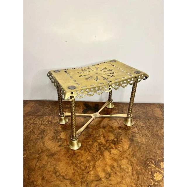 1900 - 1909 Large Antique Edwardian Brass Trivet, 1900 For Sale - Image 5 of 8