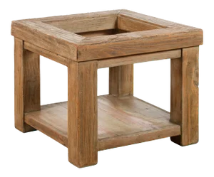 Rustic Mexican Vintage Natural Wood Coffee Table Base with Lower Shelf
