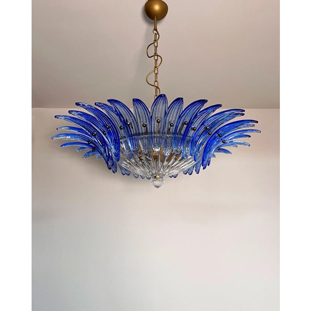 Murano Pendant Light with Palmette and Blue Glasses, 1990 For Sale - Image 4 of 18