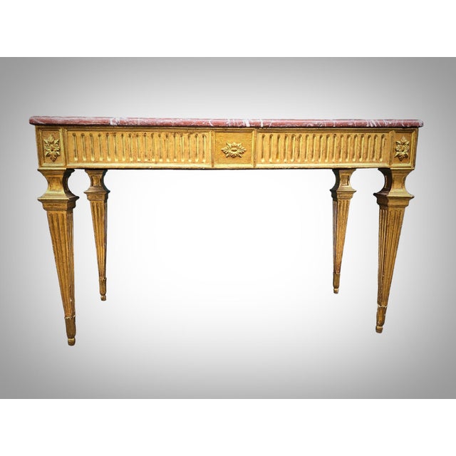Gold Louis XVI Gilded and Carved Wooden Console Table, 1750 For Sale - Image 8 of 16