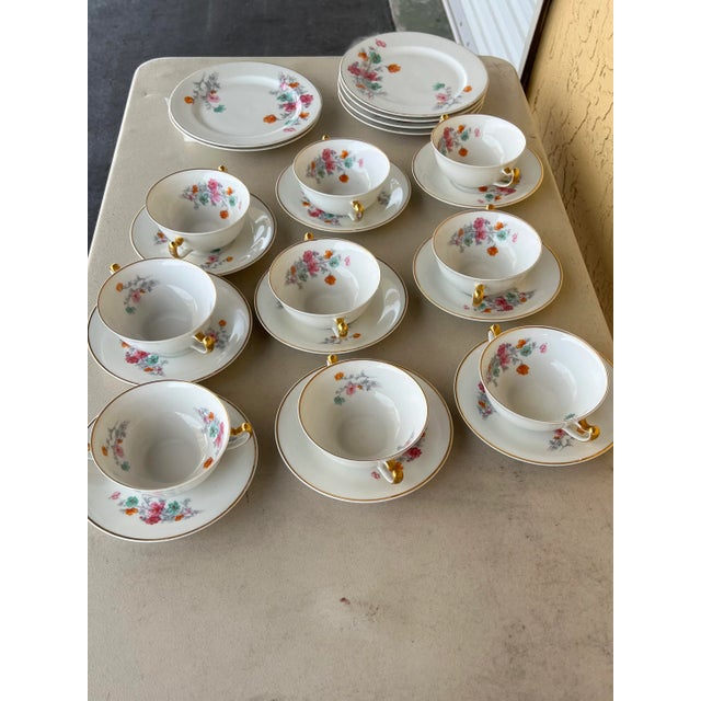 1920s Vignaud Limoges Cream of Soup/Bouillon Saucer & Plate Set- 24 Pieces For Sale In West Palm - Image 6 of 12