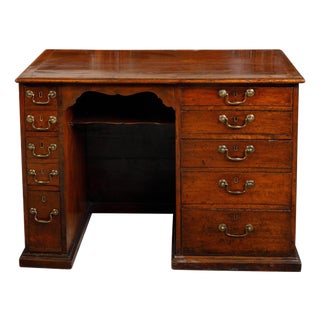 19th Century English Georgian Period Mahogany Desk with Ten Graduating Drawers and Shelf For Sale