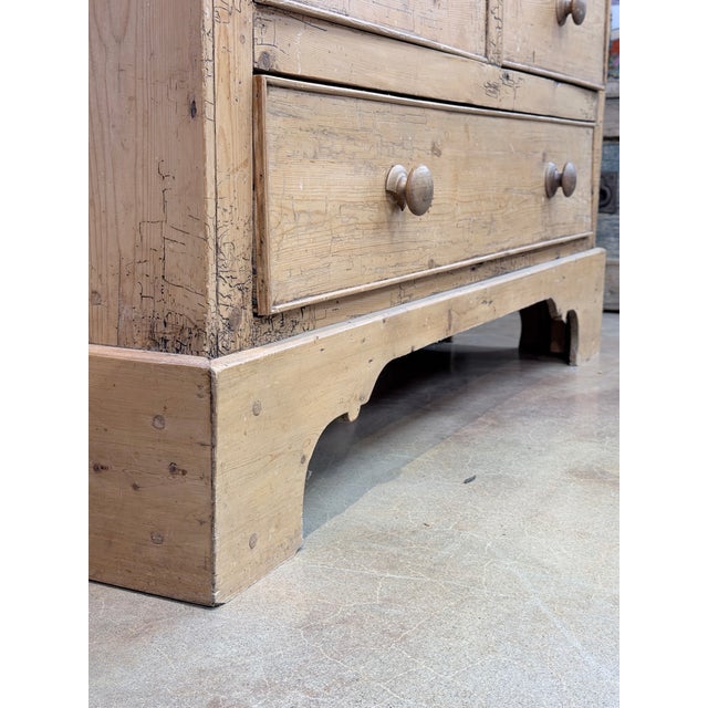 Antique 19th Century Irish Scrub Pine Two-Door Clothing Armoire With Three Drawers For Sale - Image 11 of 11