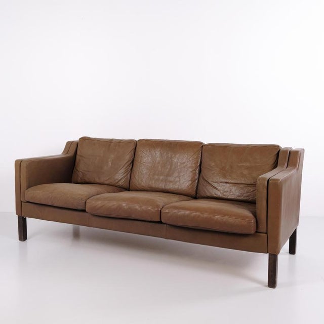 Danish Three-Seater Sofa in Brown Leather from Stouby, 1960s For Sale - Image 10 of 12