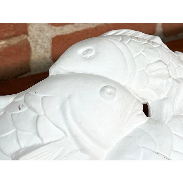 1990s Vintage California Design White Plaster Koi Fish Wall Sconce Light Fixture For Sale - Image 5 of 7
