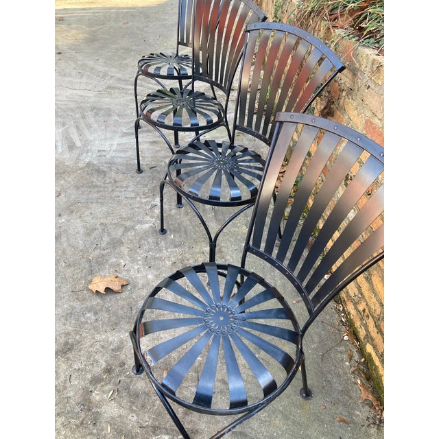 francois carre petite garden chairs/ set of 4 tres tres petite. sunburst pinwheel design, almost 100 years old measuring...