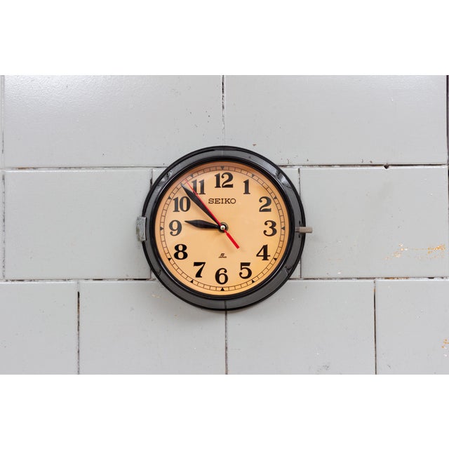 Vintage Seiko Seikosha slave navy clock. Unique model with black glossy cover . These Seiko slave clocks were used on...