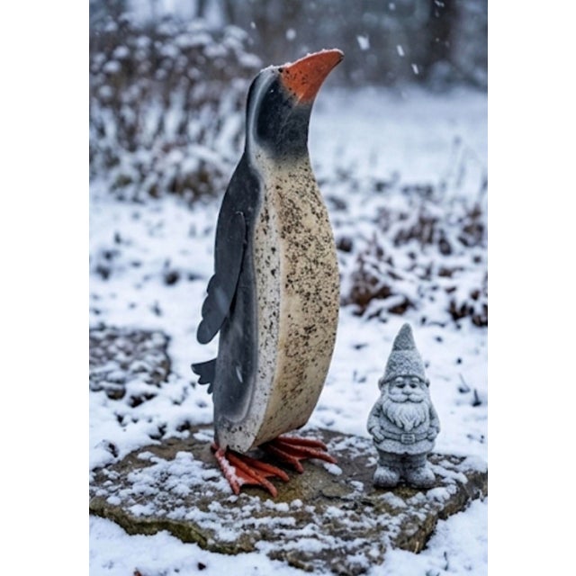 Black Mid-Century Modern Painted Metal Penguin Garden Sculpture For Sale - Image 8 of 8