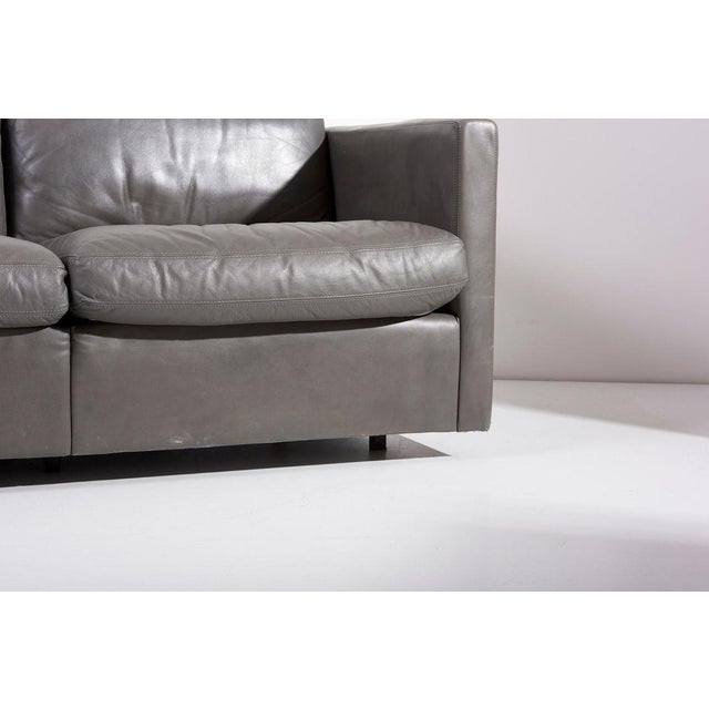 Sofa Set in Grey Leather by Charles Pfister for Knoll, USA, 1970s, Set of 3 For Sale - Image 13 of 18