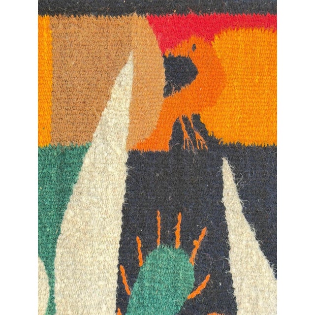 Textile Vintage Matisse Insp Bulmaro Pérez Mendoza B. P. Mid Century Hand Woven Tapestry Art Wall Hanging Signed For Sale - Image 7 of 8