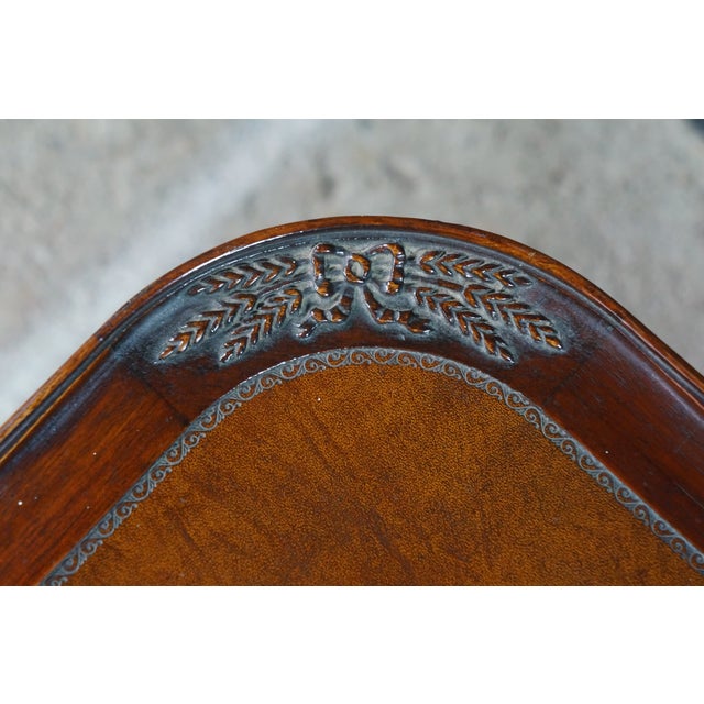 Imperial Furniture, Grand Rapids 1940s Imperial Duncan Phyfe Regency Mahogany Tooled Leather Coffee Cocktail Table For Sale - Image 4 of 18